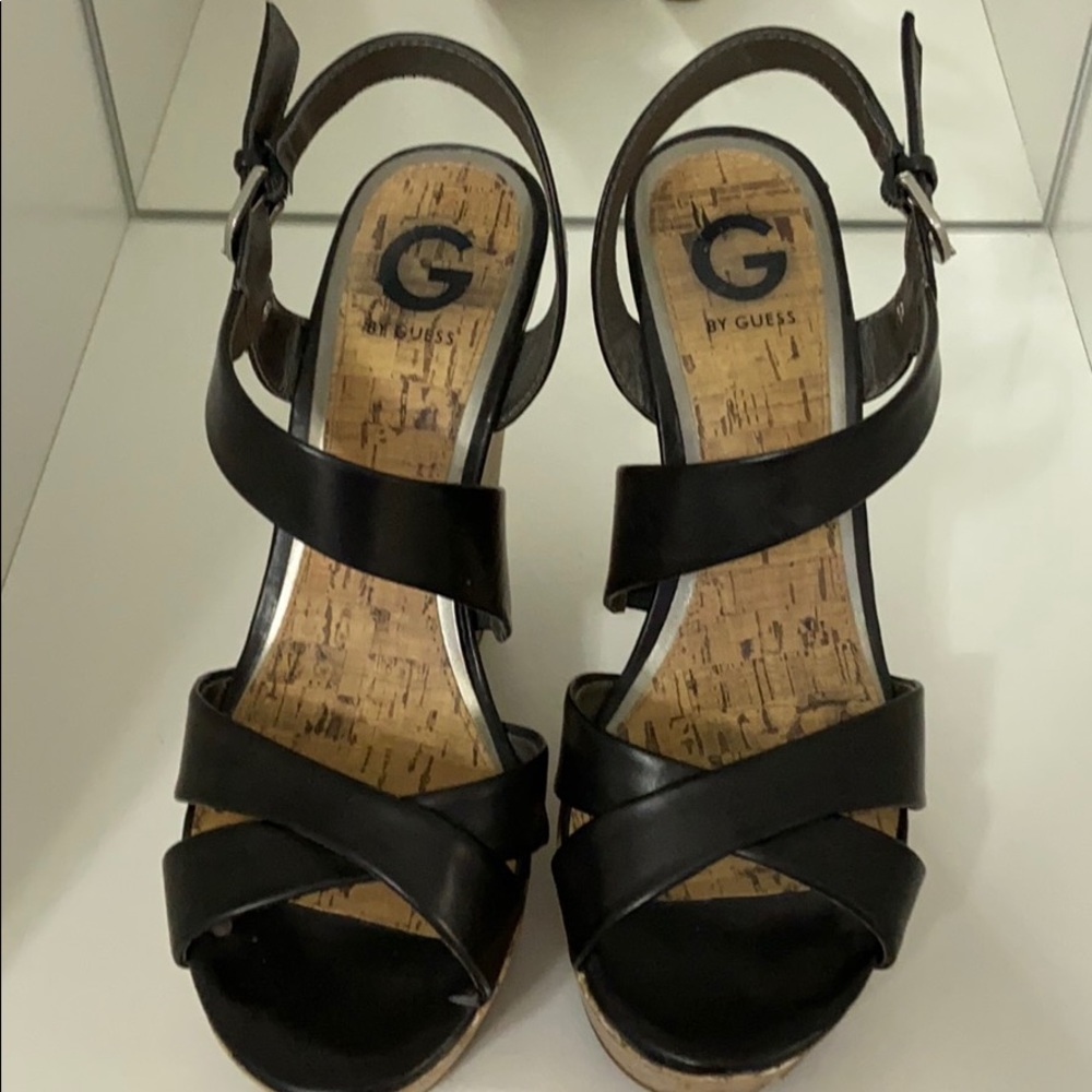 Guess black wedges